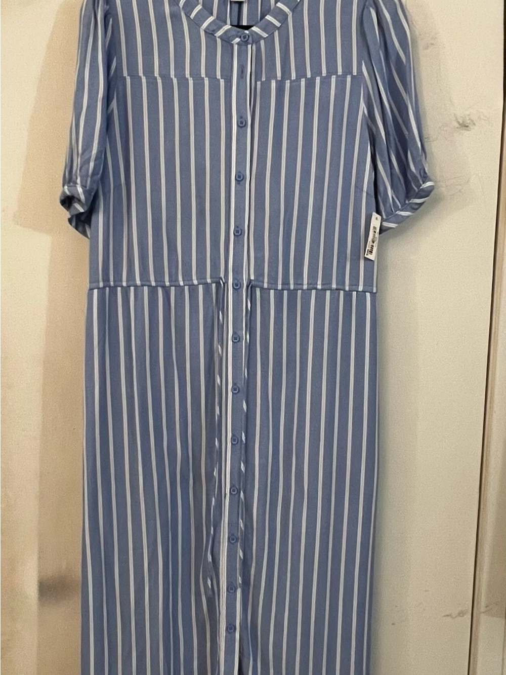 Amazon Essentials Blue and White Striped Button-Front Midi Dress - Picture 4 of 5